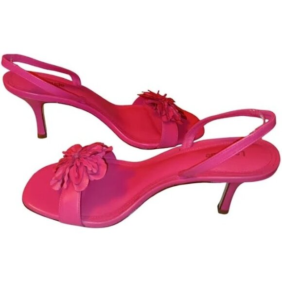 🆕LARROUDE Hibiscus Slingback Flower Sandal Shoes 8.5 Pink - Picture 3 of 12